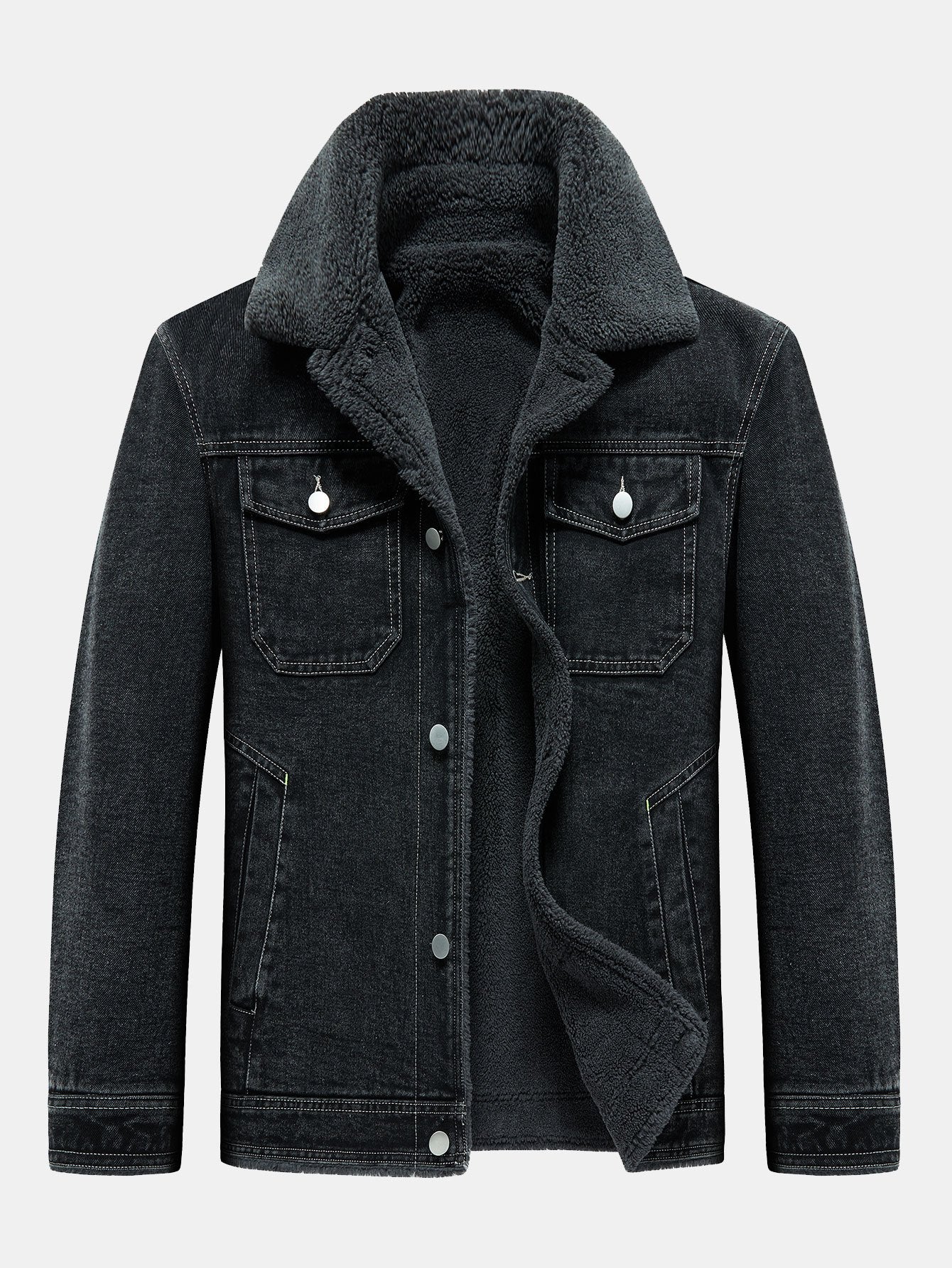 Denim Borg Lined Utility Jacket