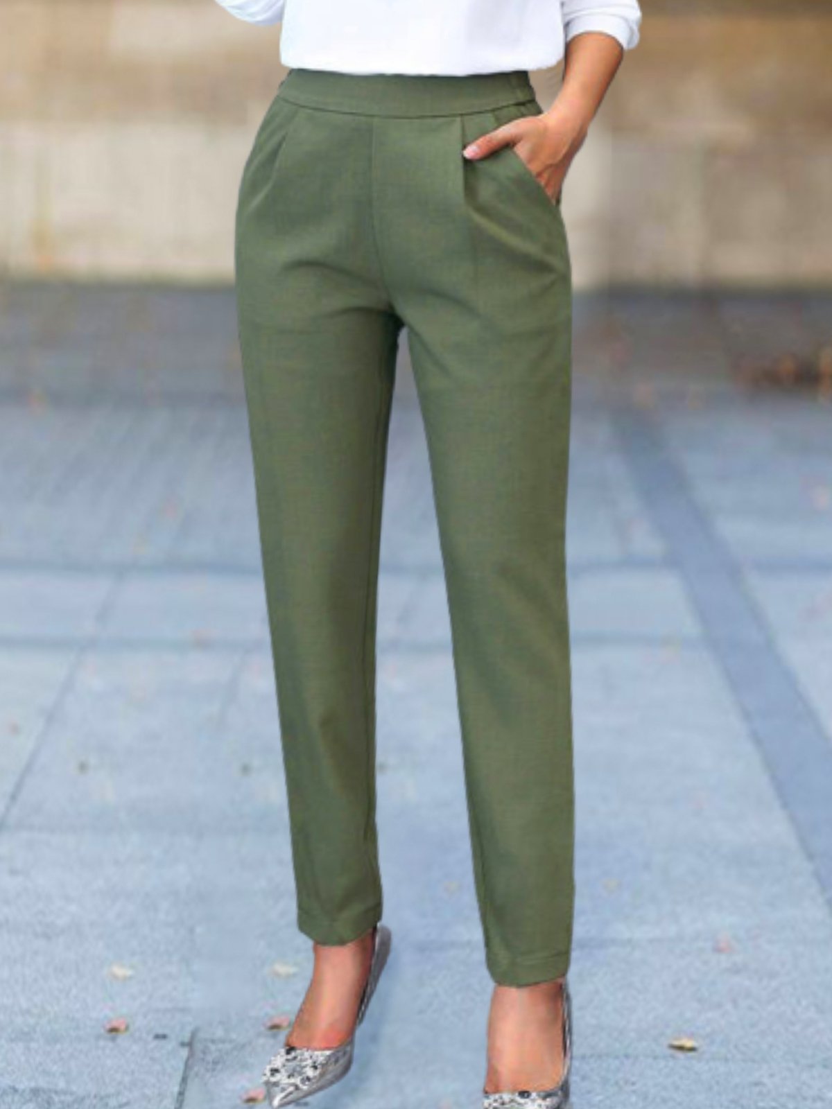 Plain Pockets Casual Pants
